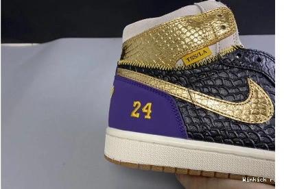 JORDAN BLACK  AIR 1 OG X PURPLE GOLD HIGH UNION “MAMBA” 0709